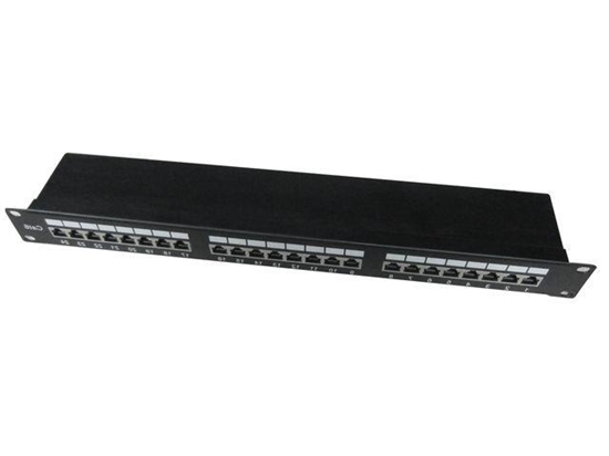 Picture of Patch Panel 24 Porty 1U 19'' Kat.6 ekran z funkcją organizacji   kabli czarny 