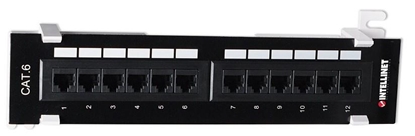 Изображение Intellinet Patch Panel, Cat6, Wall-mount, UTP, 12 Port, Black