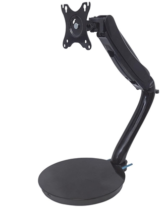 Picture of Manhattan Monitor Desk Mount (stand) with 2x USB-A ports, 1 screen, 13-27", Vesa 75x75 to 100x100mm, 3 pivots, Height 21-37cm (gas spring), 2x USB-A (5 Gbps USB 3.2 Gen1 aka USB 3.0), SuperSpeed USB, Black, Three Year Warranty, Box