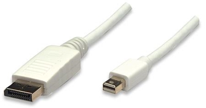 Picture of Manhattan Mini DisplayPort 1.2 to DisplayPort Cable, 4K@60Hz, 2m, Male to Male, White, Equivalent to MDP2DPMM2MW, Lifetime Warranty, Polybag