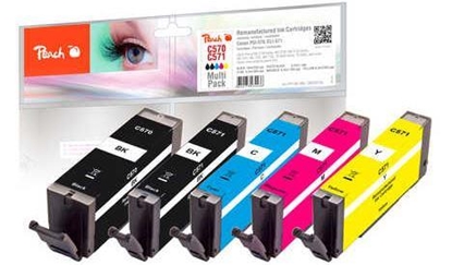 Picture of Peach PI100-336 ink cartridge 5 pc(s) Compatible Black, Cyan, Magenta, Yellow