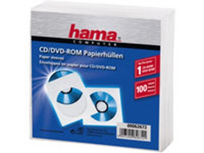 Изображение 1x100 Hama CD/DVD Paper Sleeves white                      62672
