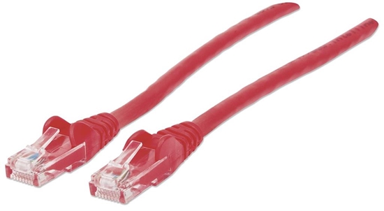 Picture of Intellinet Network Patch Cable, Cat6, 1.5m, Red, CCA, U/UTP, PVC, RJ45, Gold Plated Contacts, Snagless, Booted, Lifetime Warranty, Polybag