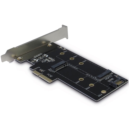 Attēls no Adapteris INTER-TECH PCIe for M.2(1x M.2 S-ATA to S-ATA 7pin(powered by PCIe)+1x M.2 PCIe x4 v3.0)