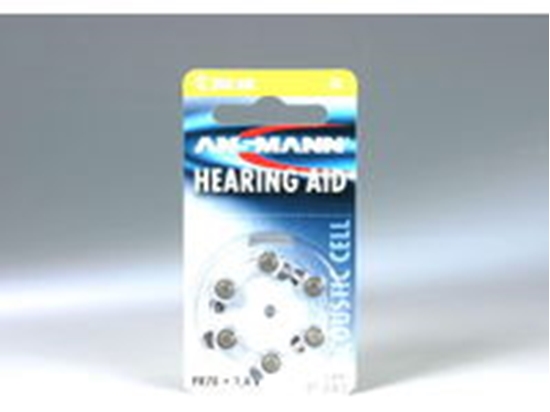 Picture of 1x6 Ansmann Zinc-Air 10 (PR70) Hearing Aid Batteries