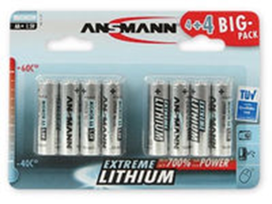 Изображение 4+4 Ansmann Extreme Lithium AA Mignon LR 6 Big Pack