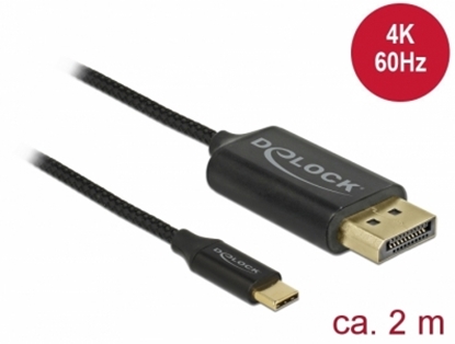 Attēls no Delock USB cable Type-C to DisplayPort (DP Alt Mode) 4K 60 Hz 2 m coaxial