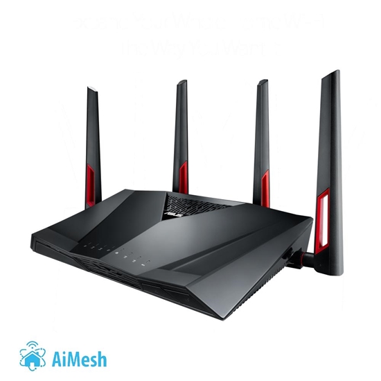 Изображение ASUS RT-AC88U wireless router Gigabit Ethernet Dual-band (2.4 GHz / 5 GHz) Black, Red