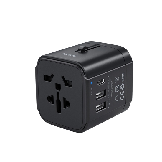 Picture of PA-TA01 Black uniwersalny podróżny adapter sieciowy 2xUSB+1xUSB C | 7.8A | pasuje w 150 krajach