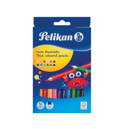 Изображение Colored pencils triangular 4mm lead assorted colors, 12 pieces cardboard case