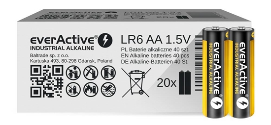 Изображение Alkaline batteries everActive Industrial Alkaline LR6 AA - carton box 40 pcs