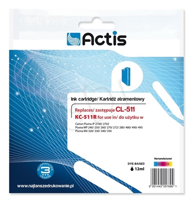 Attēls no Actis KC-511R ink (replacement for Canon CL-511replacement; Standard; 12 ml; color)