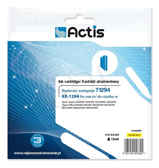 Изображение Actis KE-1294 ink (replacement for Epson T1294; Standard; 15 ml; yellow)