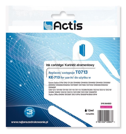 Picture of Actis KE-713 ink (replacement for Epson T0713/T0893/T1003; Standard; 13.5 ml; magenta)