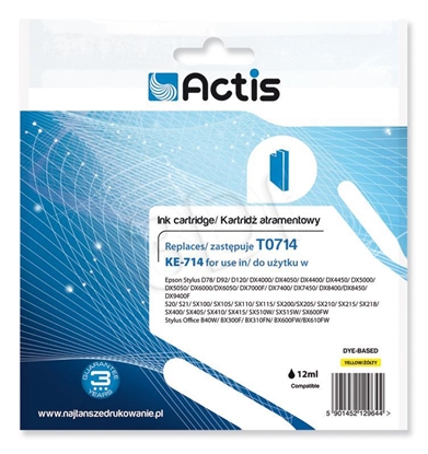 Attēls no Actis KE-714 ink (replacement for Epson T0714/T0894/T1004; Standard; 13.5 ml; yellow)
