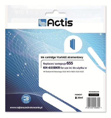 Attēls no Actis KH-655BKR ink (replacement for HP 655 CZ109AE; Standard; 20 ml; black)