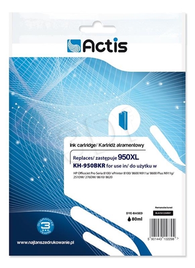 Picture of Actis KH-950BKR ink (replacement for HP 950XL CN045AE; Standard; 80 ml; black)