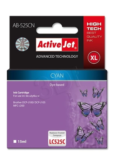 Picture of Activejet AB-525CN ink (replacement for Brother LC525C; Supreme; 15 ml; cyan)