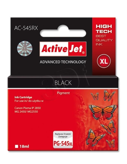 Изображение Activejet AC-545RX Ink cartridge (replacement for Canon PG-545XL; Premium; 16.5 ml; 400 pages, black)