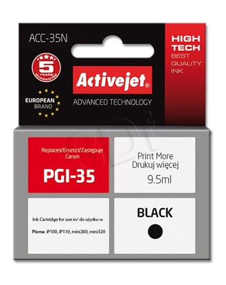 Изображение Activejet ACC-35N Ink cartridge (replacement for Canon PGI-35; Supreme; 9.5 ml; black)