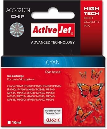 Attēls no Activejet ACC-521CN Ink cartridge (replacement for Canon CLI-521C; Supreme; 10 ml; cyan)