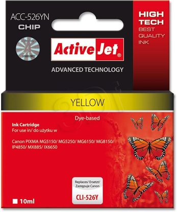 Attēls no Activejet ACC-526YN Ink cartridge (replacement for Canon CLI-526Y; Supreme; 10 ml; yellow)