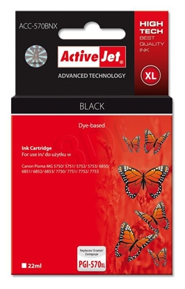 Attēls no Activejet ACC-570BNX Ink cartridge (replacement for Canon PGI-570XLBk; Supreme; 22 ml; black)