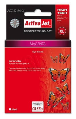 Picture of Activejet ACC-571MNX Ink cartridge (replacement for Canon CLI-571XLM; Supreme; 12 ml; magenta)