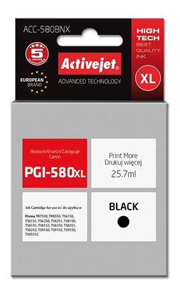 Изображение Activejet ACC-580BNX ink (replacement for Canon PGI-580XLBk; Supreme; 25.7 ml; black)