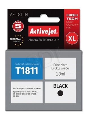 Attēls no Activejet AE-1811N Ink Cartridge (Replacement for Epson 18XL T1811; Supreme; 18 ml; black)