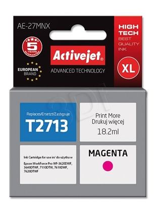 Attēls no Activejet AE-27MNX Ink cartridge (replacement for Epson 27XL T2713; Supreme; 18 ml; magenta)