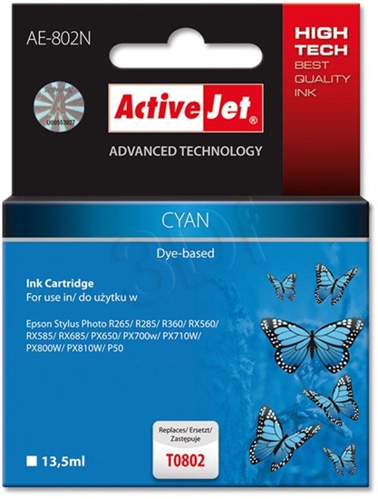 Picture of Activejet AE-802N Ink (replacement for Epson T0802; Supreme; 13,5 ml; cyan)