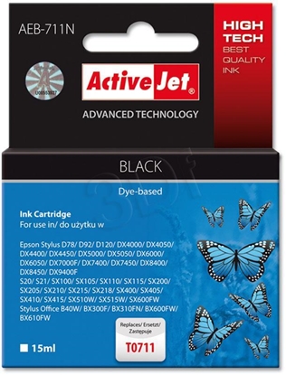 Изображение Activejet AEB-711N Ink cartridge (replacement for Epson T0711, T0891, T1001; Supreme; 15 ml; black)