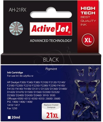 Изображение Activejet AH-21RX Ink cartridge (replacement for HP 21XL C9351A; Premium; 20 ml; black)