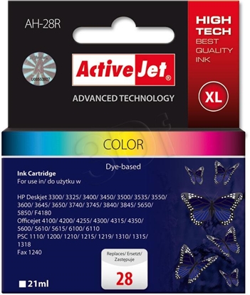 Picture of Activejet AH-28R Ink cartridge (replacement for HP 28 C8728A; Premium; 21 ml; color)