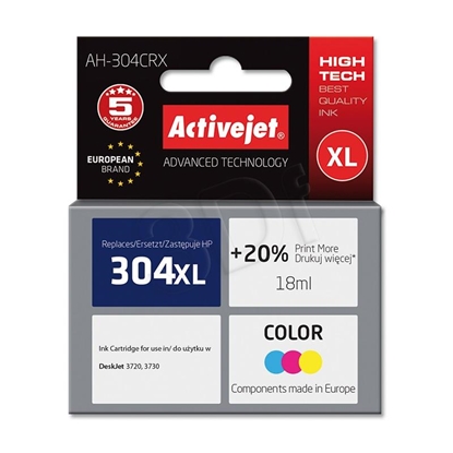 Attēls no Activejet AH-304CRX ink (replacement for HP 304XL N9K07AE; Premium; 18 ml; color)