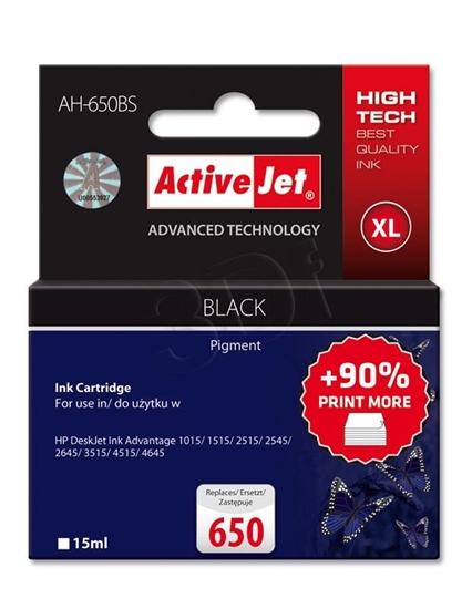 Изображение Activejet AH-650BR ink (replacement for HP 650 CZ101AE; Premium; 20 ml; black)