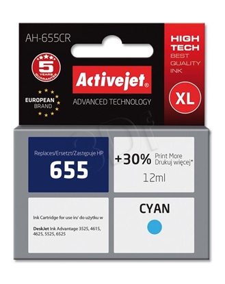 Attēls no Activejet AH-655CR ink (replacement for HP 655 CZ110AE; Premium; 12 ml; cyan)