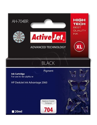 Attēls no Activejet AH-704BR HP Printer Ink, Compatible with HP 704 CN692AE; Premium; 20 ml; black. Prints 70% more.