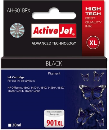 Picture of Activejet AH-901BRX Ink (replacement for HP 901XL CC654AE; Premium; 20 ml; black)