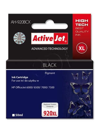 Изображение Activejet AH-920BCX Ink Cartridge (replacement for HP 920XL CD975AE; Premium; 50 ml; black)