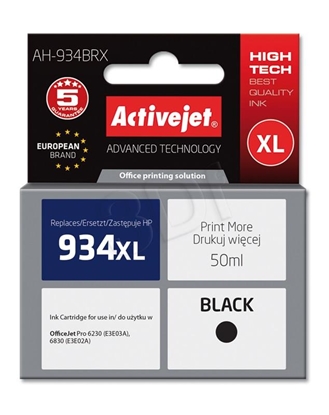 Attēls no Activejet AH-934BRX ink (replacement for HP 934XL C2P23AE; Premium; 50 ml; black)