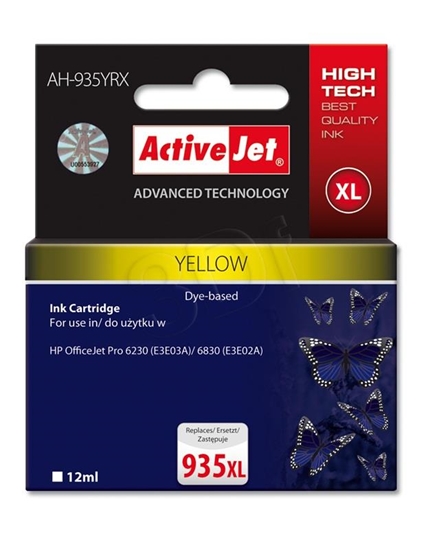 Picture of Activejet AH-935YRX ink (replacement for HP 935XL C2P26AE; Premium; 12 ml; yellow)