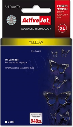 Изображение Activejet AH-940YRX Ink (replacement for HP 940XL C4909AE; Premium; 35 ml; yellow)