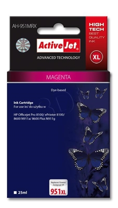 Attēls no Activejet AH-951MRX Ink Cartridge (replacement for HP 951XL CN047AE; Premium; 25 ml; magenta)