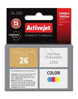 Attēls no Activejet AL-26N Ink Cartridge (replacement for Lexmark 26 10N0026; Supreme; 12 ml; color)