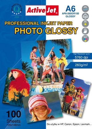 Attēls no Activejet AP6-260GR200 photo paper for ink printers; A6; 200 pcs; 10x15, idealny do wydrukowania zdjęcia, kolorowego wspomnienia