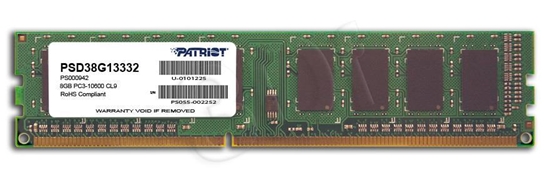 Изображение Patriot Memory 8GB PC3-10600 memory module 1 x 8 GB DDR3 1333 MHz