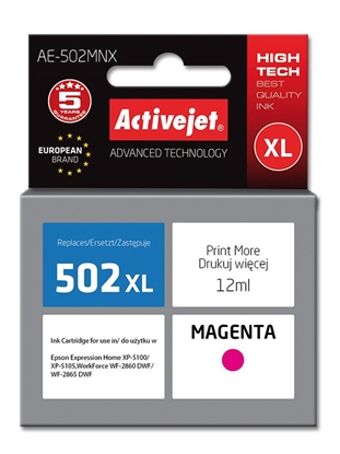 Attēls no Activejet AE-502MNX ink (replacement for Epson 502XL W34010; Supreme; 12 ml; magenta)