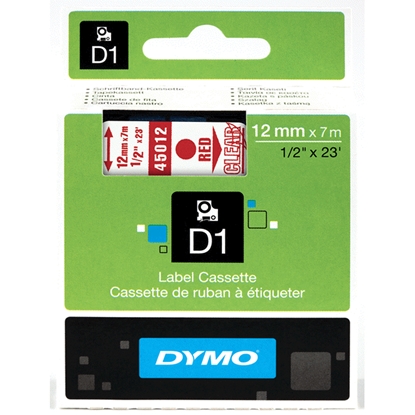 Picture of DYMO D1 Standard - Red on Transparent - 12mm